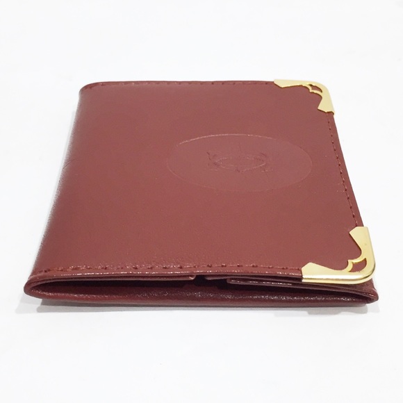 Cartier burgundy leather vintage folding snap pouch - Picture 4 of 10